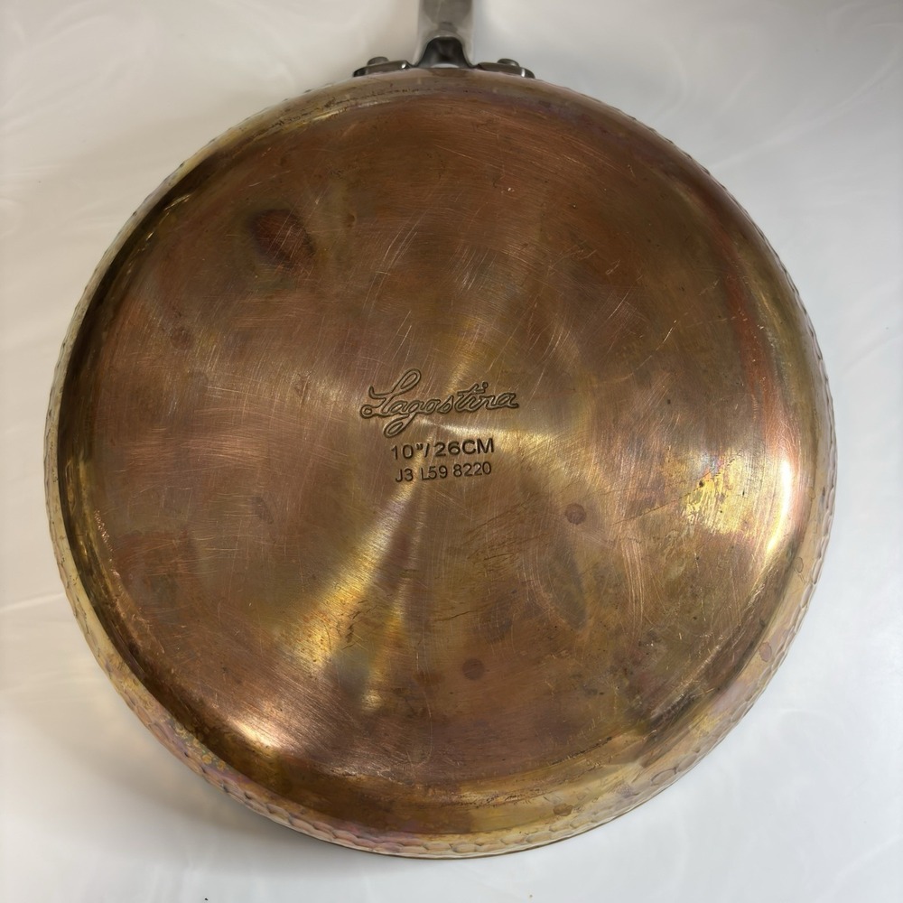 LAGOSTINA Tri-Ply Hammered Copper 10" Sauté Pan Skillet Cooking J3 L59 8220 - Picture 7 of 9
